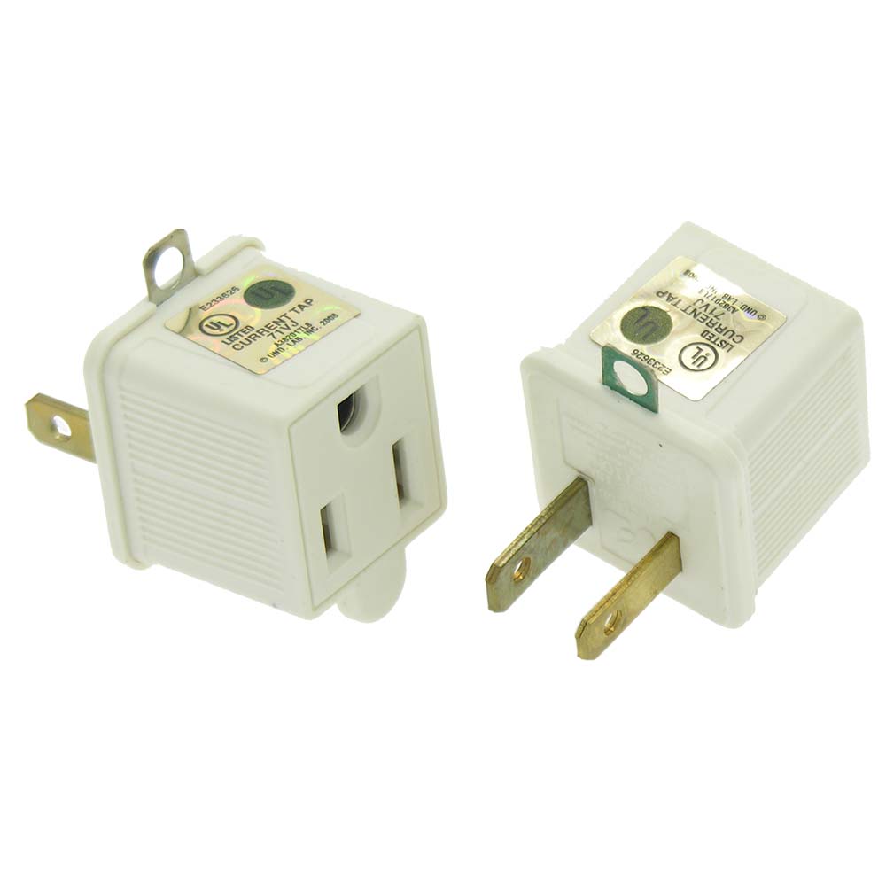 Prong to 2 Prong Adapter 125V/15A UL 2pc Pack - Bestlink Netware