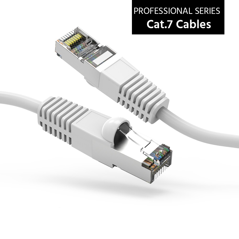 5Ft Cat7 Shielded (SSTP) 600MHz Ethernet Network Booted Cable White