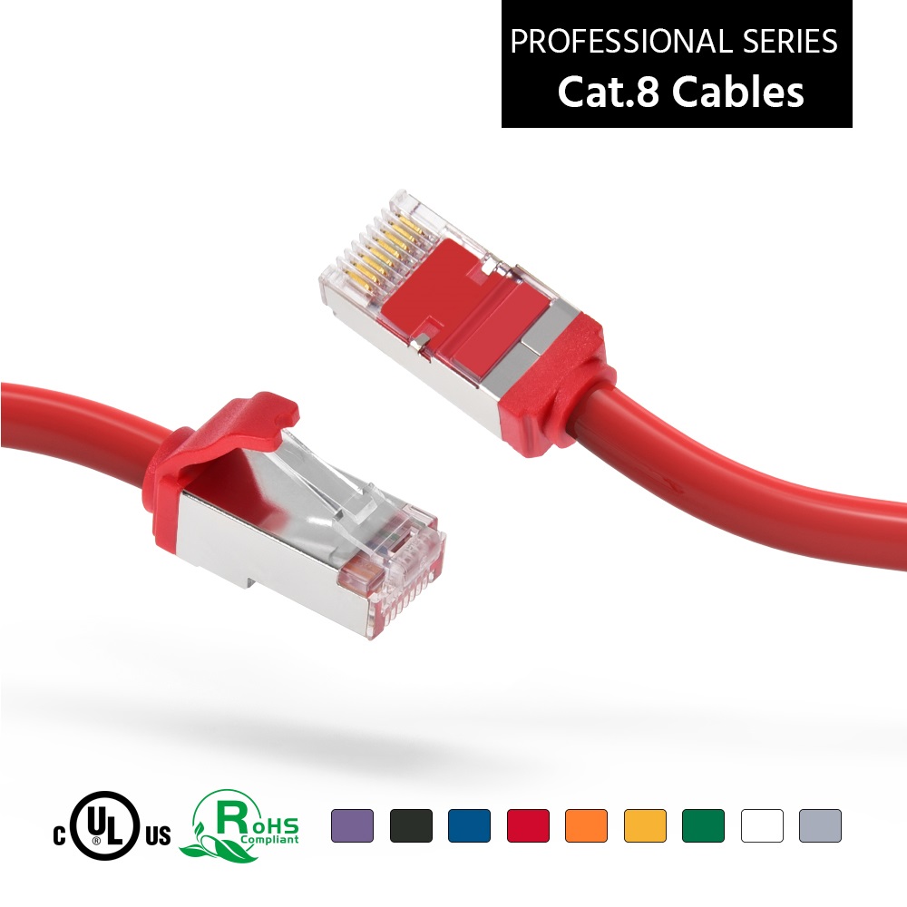 3Ft Cat.8 S/FTP Ethernet Network Cable Red 28AWG