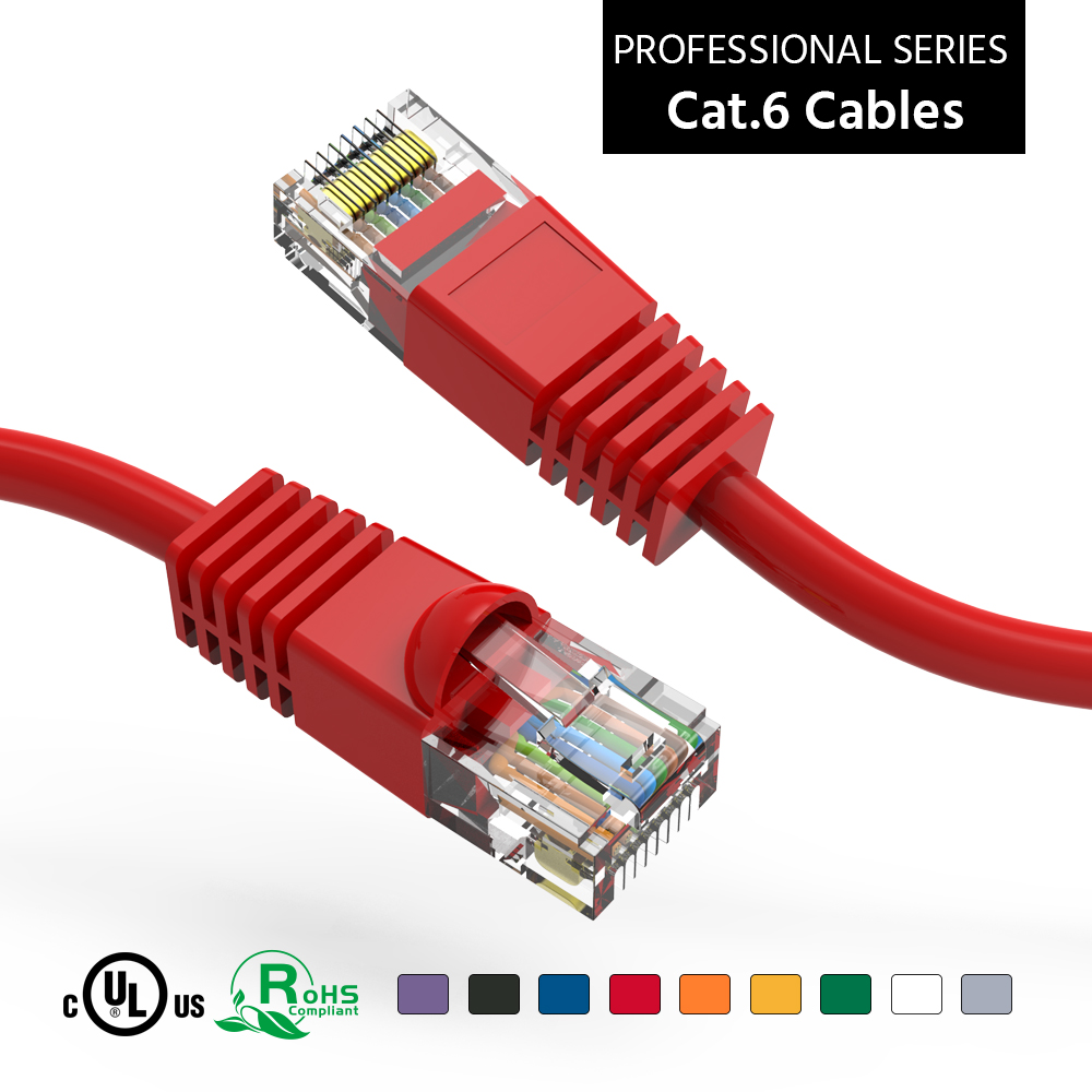 2Ft Cat6 UTP Ethernet Network Booted Cable Red