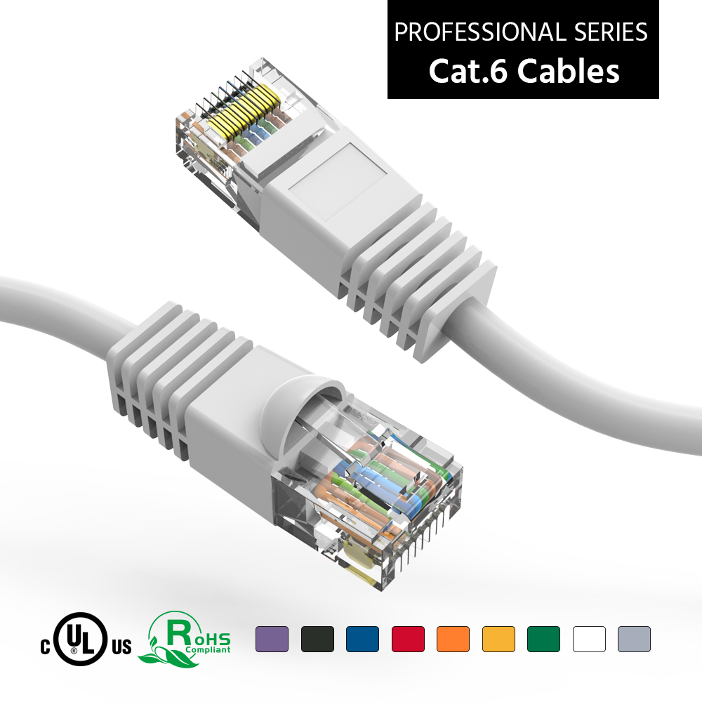 50Ft Cat6 UTP Ethernet Network Booted Cable White