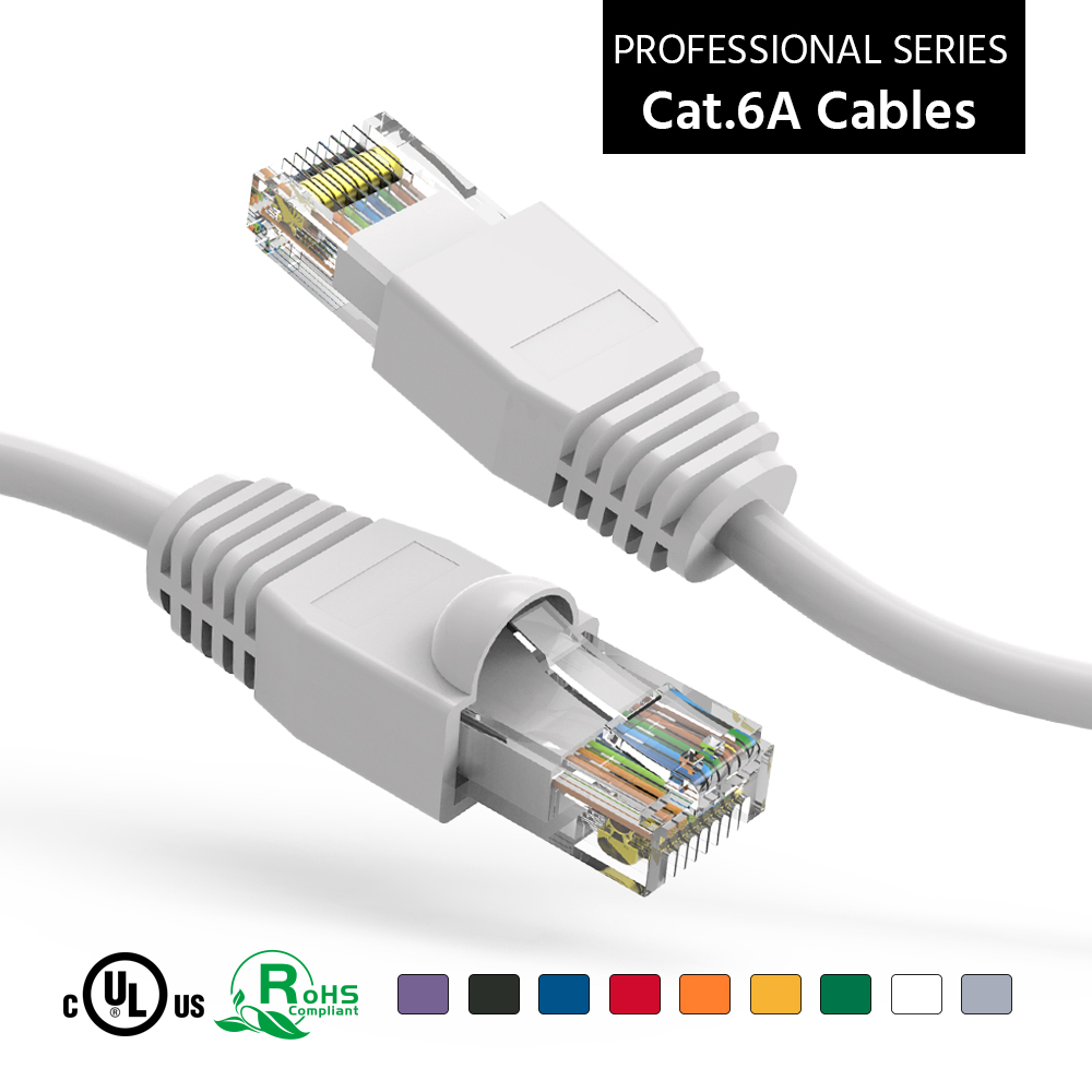 3Ft Cat6A UTP Ethernet Network Booted Cable White