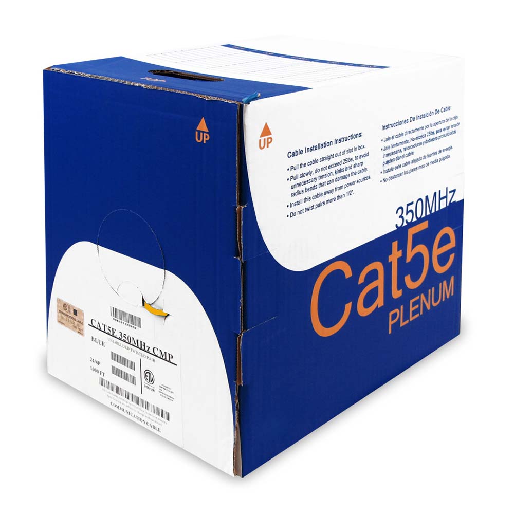 1000Ft Cat.5E Solid Cable Plenum Orange, UL/ETL/CSA