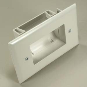 Easy Mount Recessed Low Voltage Cable Plate (Slim Fit), White
