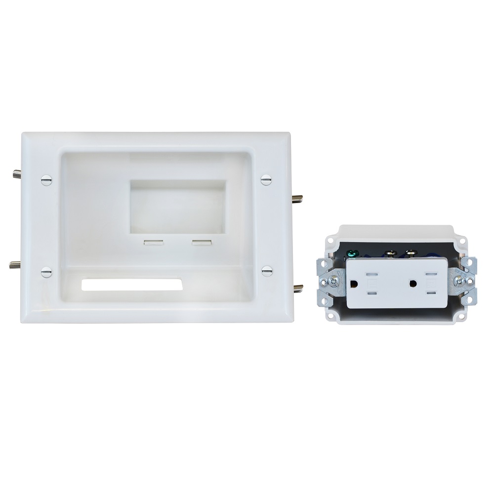 Recessed Low Voltage Mid-Size Plate w/ 15 Amp/125 Volt Duplex Receptacle, ETL