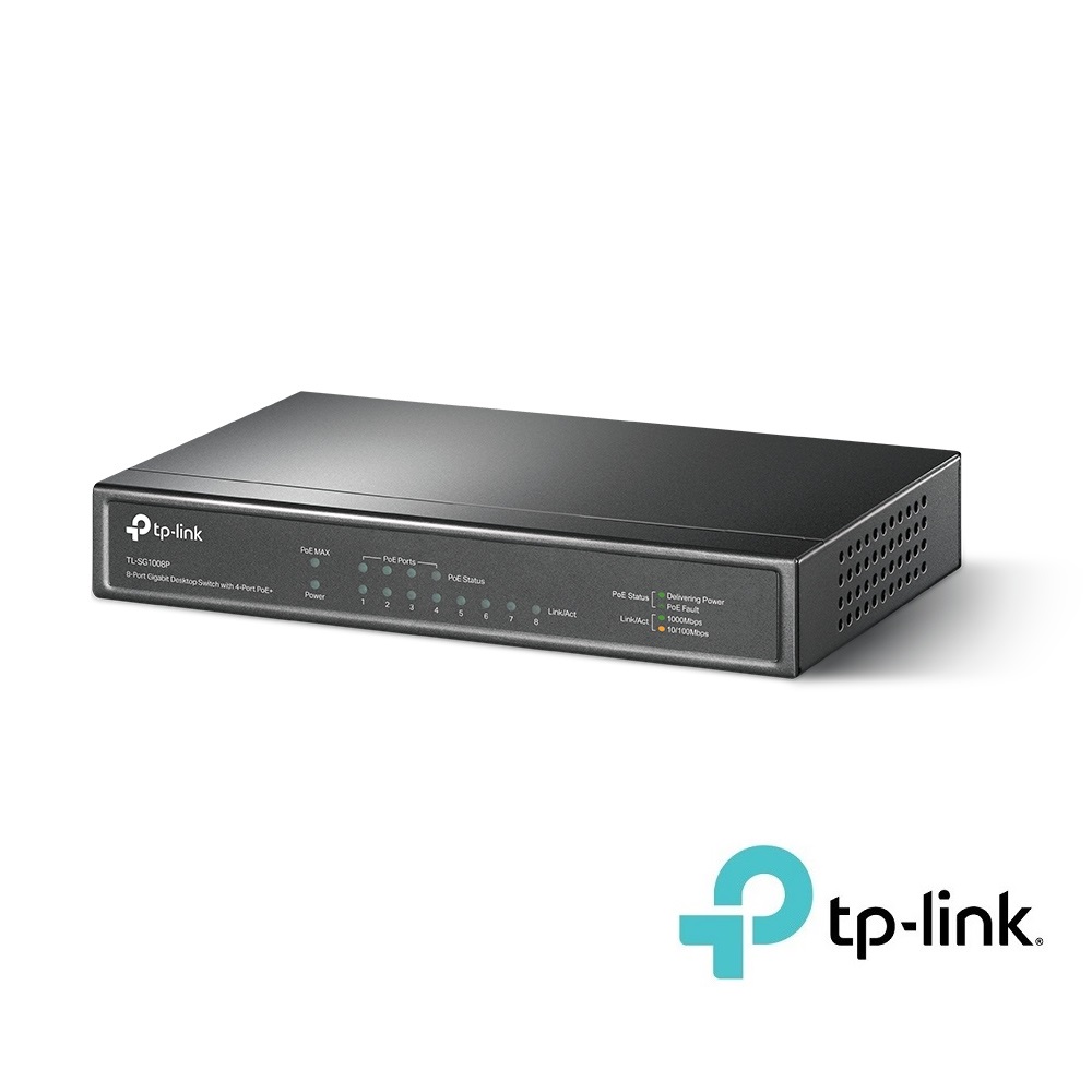 8Port 10/100/1000Mbps Desktop Gigabit Switch with 4Port PoE TP-Link SG1008P
