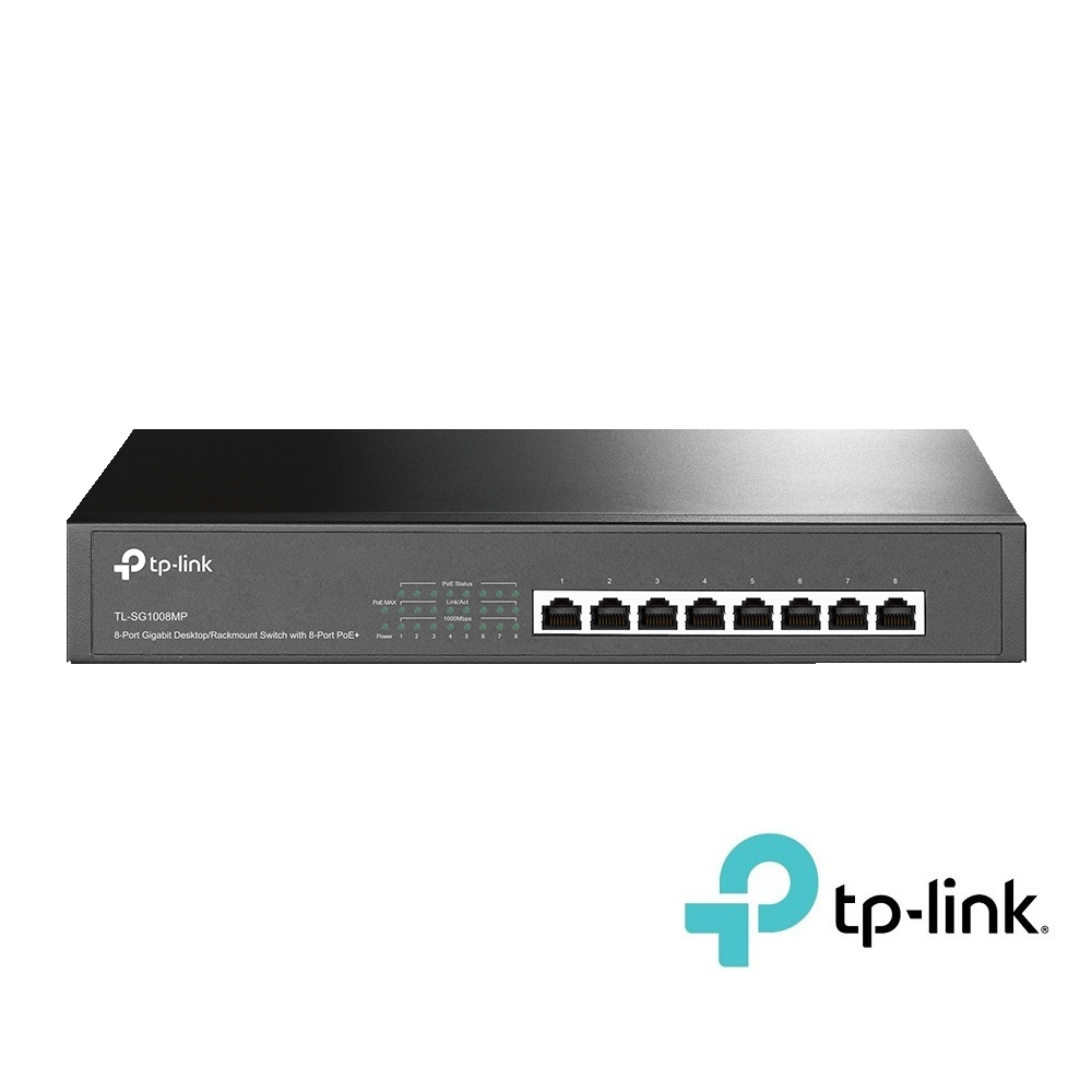 8Port 10/100/1000Mbs Desktop/Rackmount Gigabit Switch with 8-Port PoE (TP-Link SG1008MP)