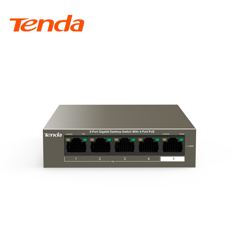 5-Port Gigabit Desktop Switch with 4-Port PoE Tenda TEG1105P-4-63W