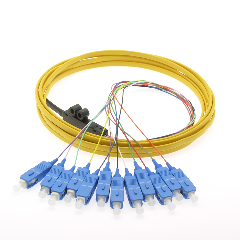 3m 12-Fiber SC/UPC Singlemode Flat Ribbon Pigtail Yellow