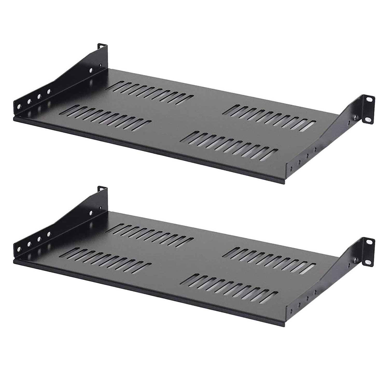 1U Rack Mount Vented Cantilever Shelf 10" Depth 2 pack