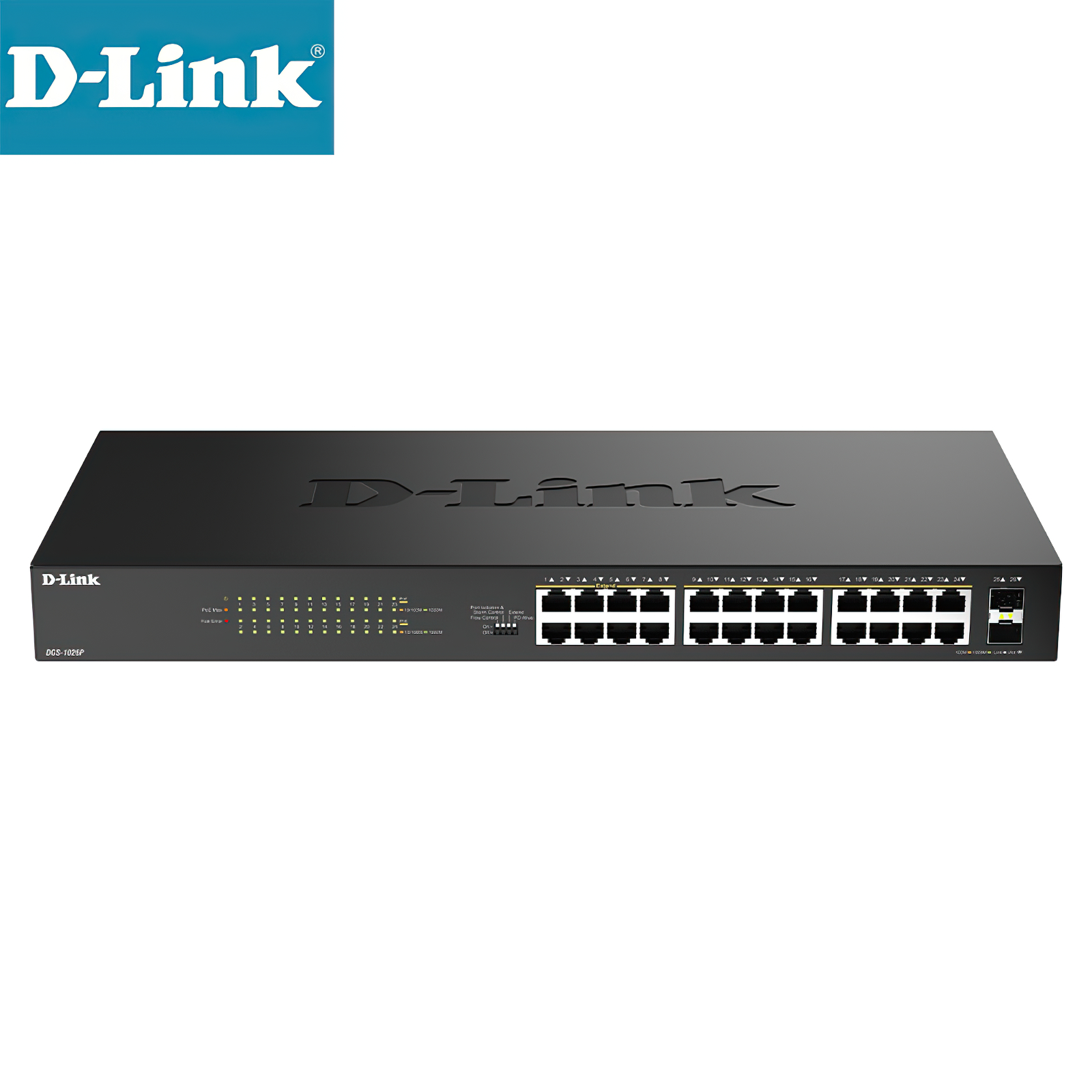 24-Port Gigabit Unmanaged PoE Switch with 2 SFP Ports D-Link DGS-1026P
