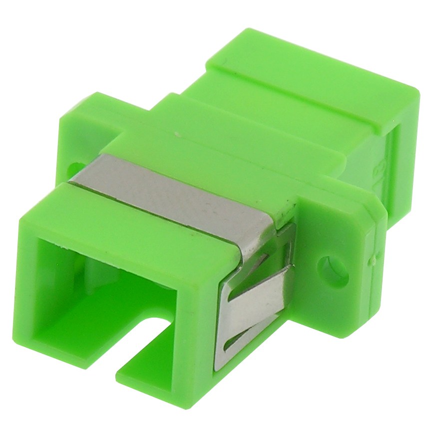 SC/APC Singlemode Simplex Fiber Optic Coupler with Flange, Green