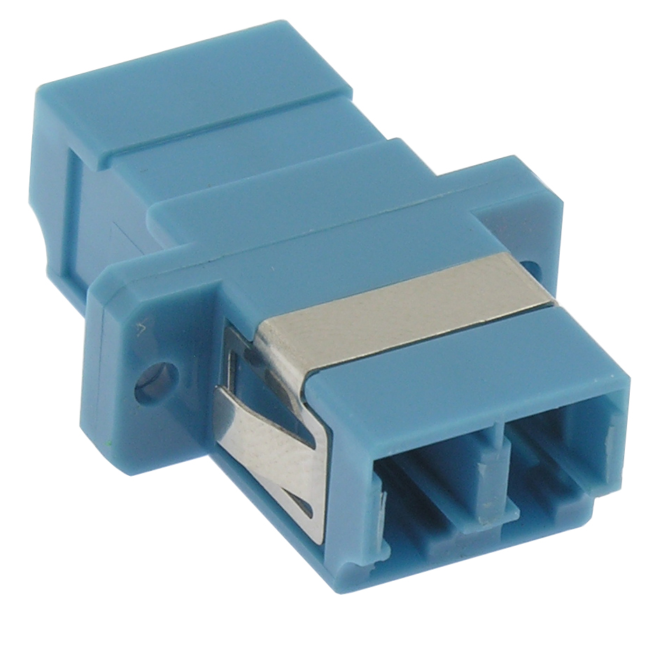 LC/UPC Singlemode Duplex Fiber Optic Coupler with Flange, Blue