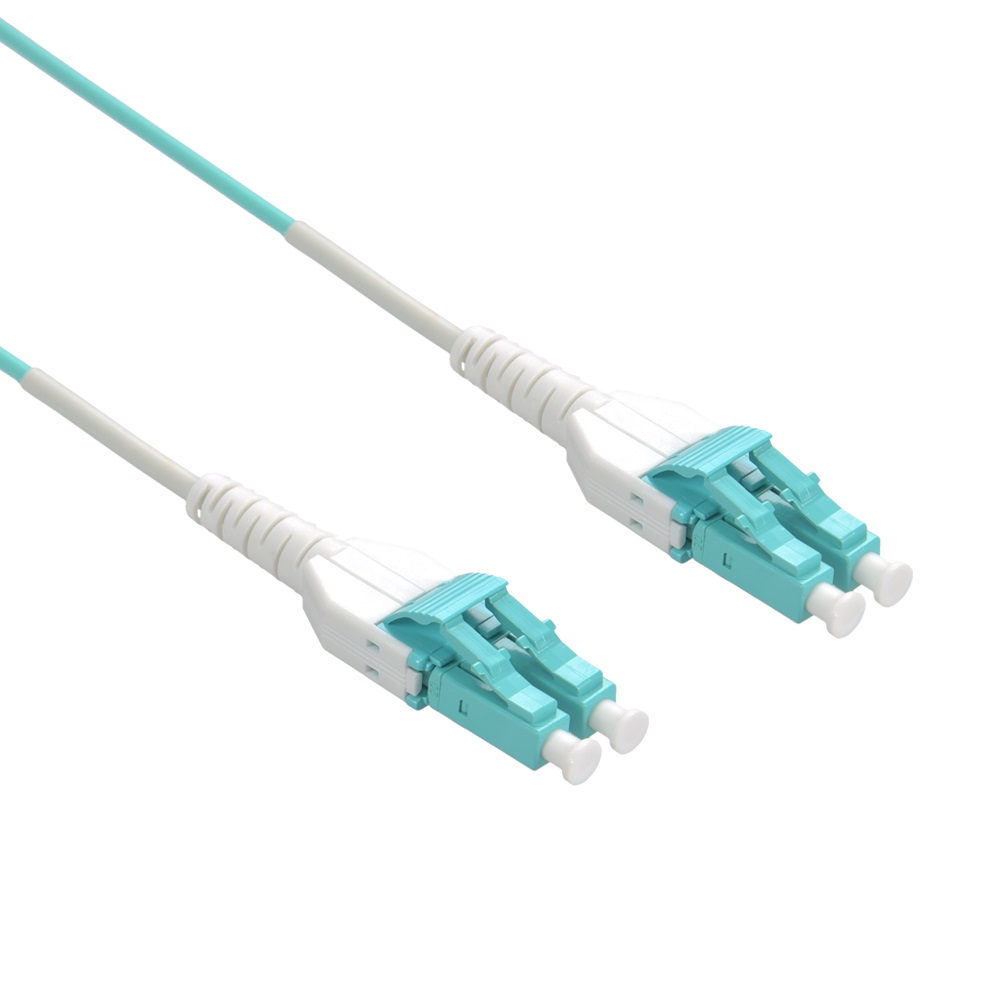 3m Uniboot LC/UPC-LC/UPC OM3 Multimode Duplex OFNR 2.0mm Aqua Fiber Optic Patch Cable Stan