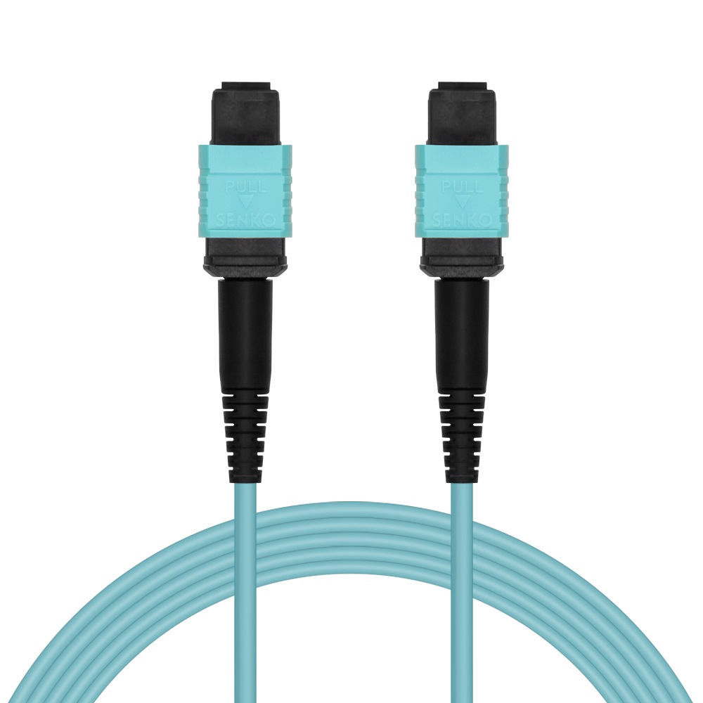 3m MPO OM3 Multimode 12-Fiber F to F Type B Aqua OFNR