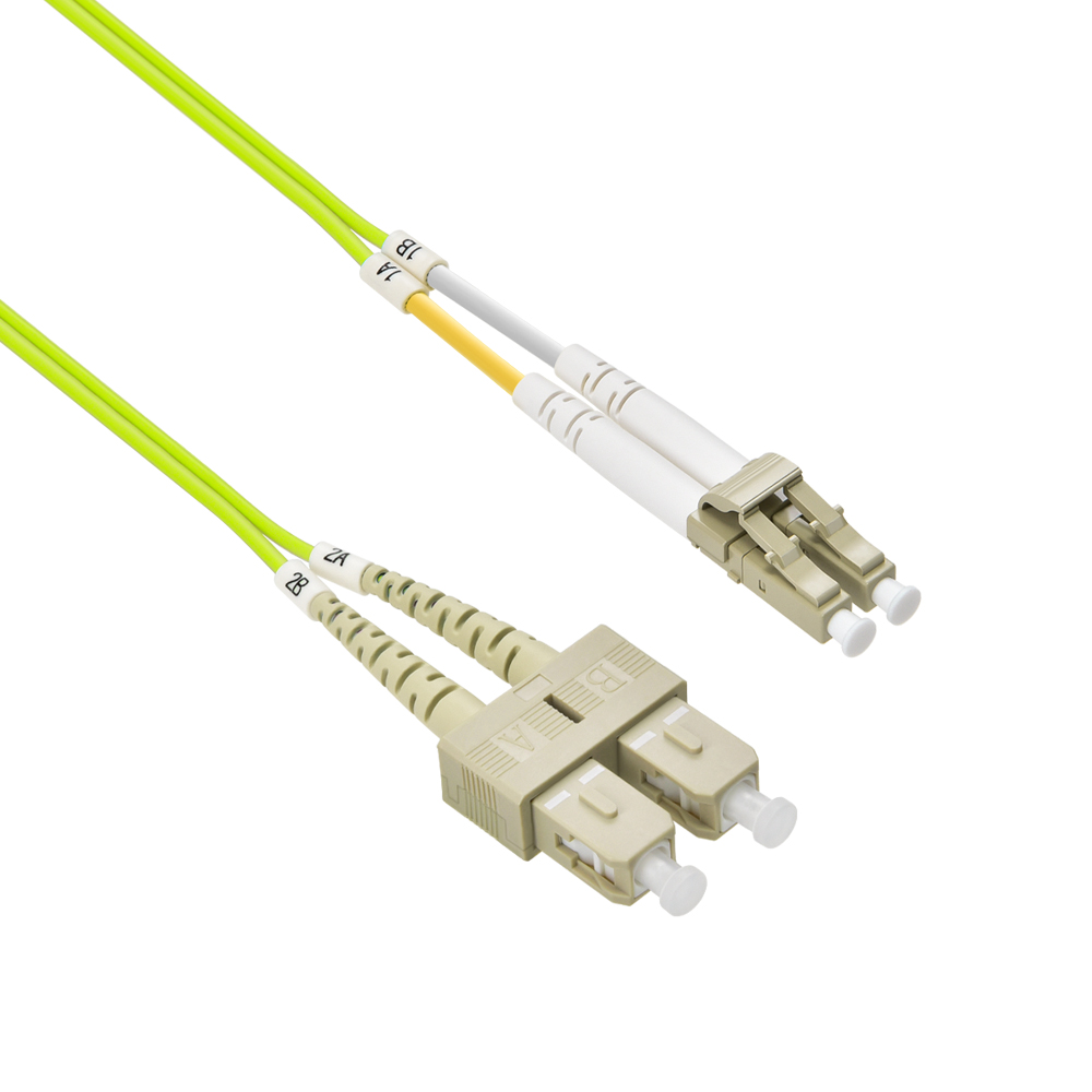 7m LC/UPC-SC/UPC OM5 Multimode Duplex OFNR 2.0mm Green Fiber Optic Patch Cable
