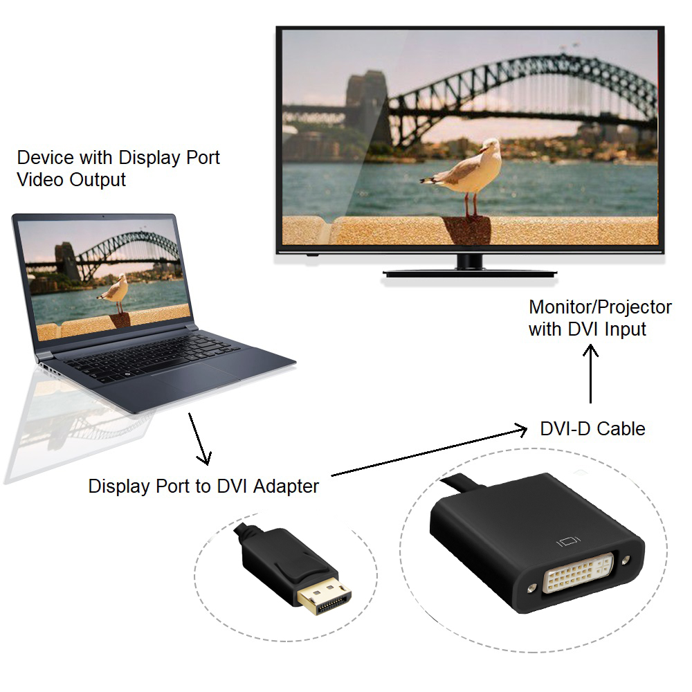 How to connect a product with a DVI output to a TV with a HDMI input.