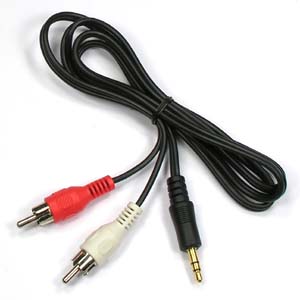 3Ft 3.5mm Stereo Plug to 2xRCA-M Cable
