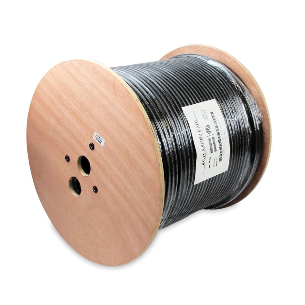 1000Ft RG11 Quad Shield Coax Cable CMR Black