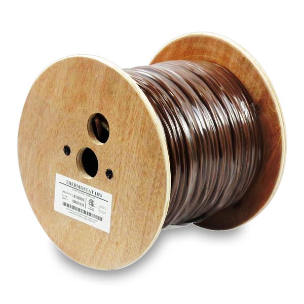 500Ft 18/3 Unshielded CMR Thermostat Cable Solid Copper PVC