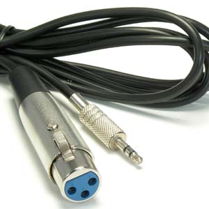 10Ft XLR Female to 3.5mm Stereo TRS (Balanced Audio) Male Cable