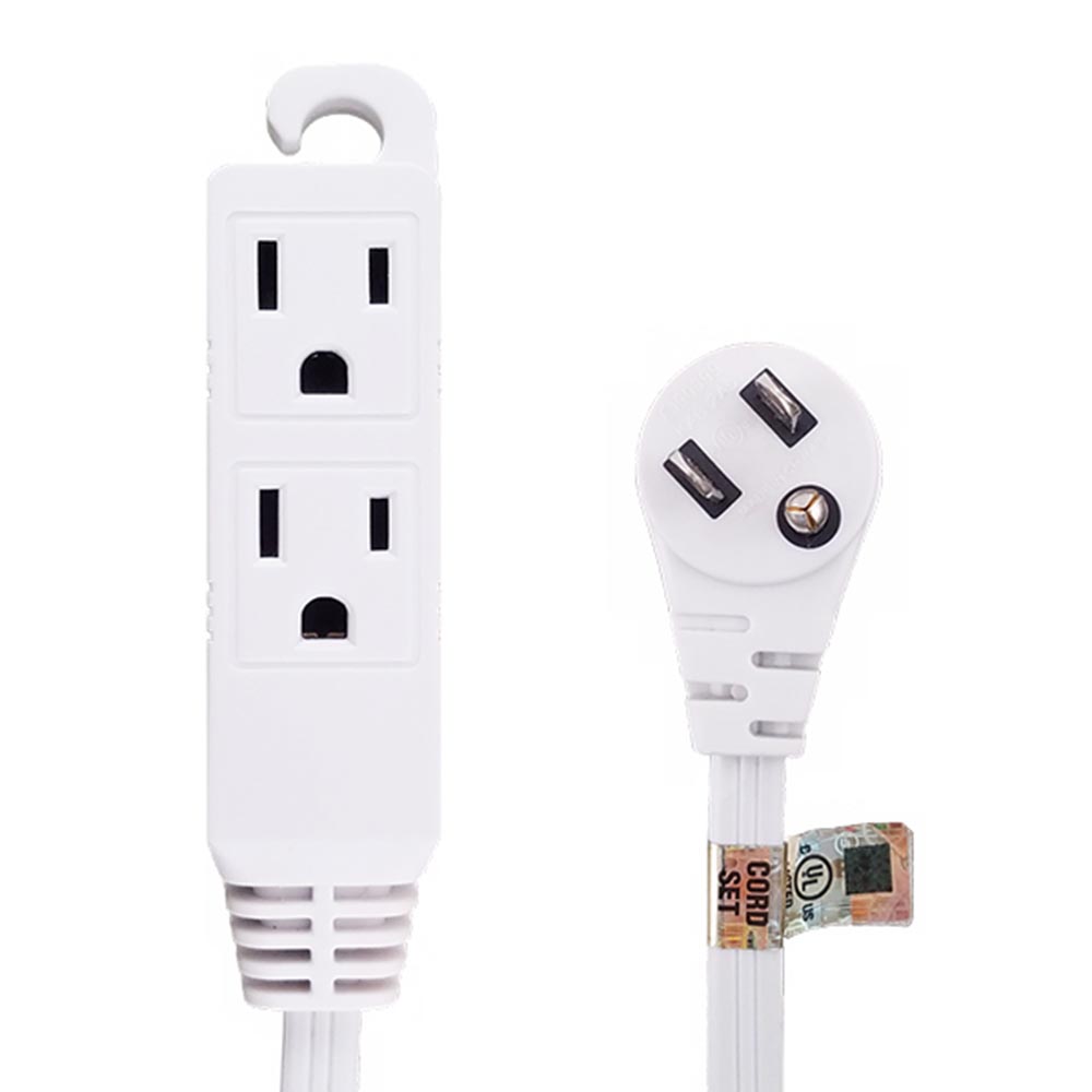 6Ft 16/3 Grounded 3-Outlet Flat Angle Power Extension Cord White