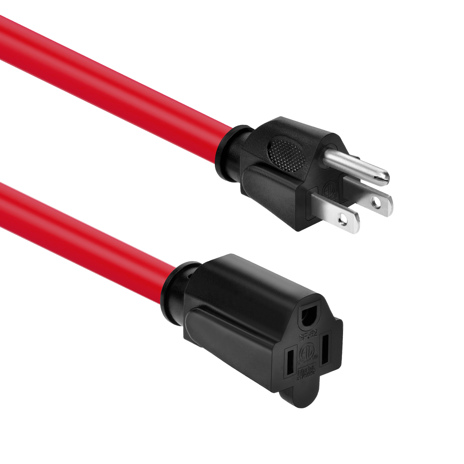 100ft 12/3 SJTW Red  Extension Cord,Black Plug