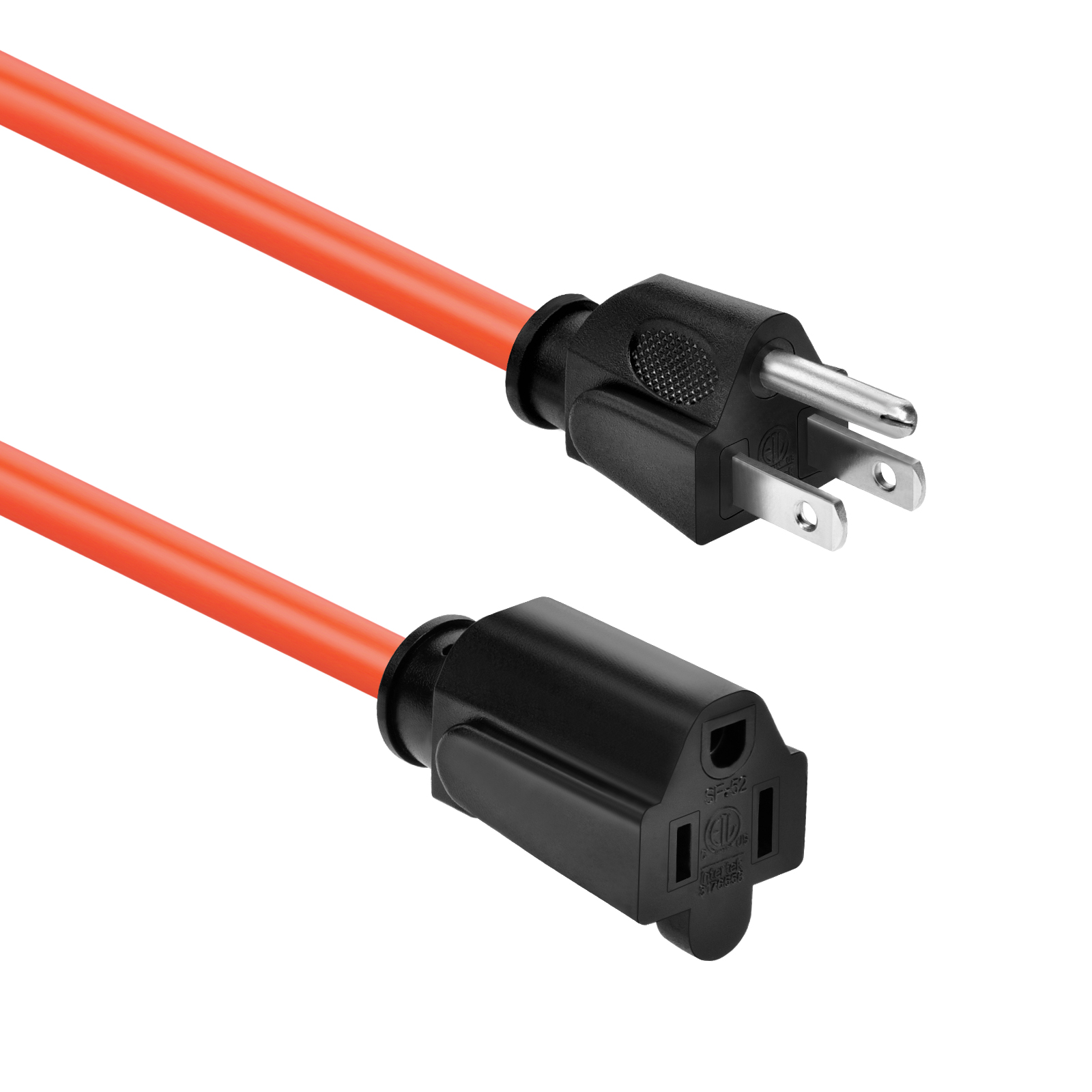 100ft 16/3 SJTW Orange Extension Cord,Black Plug
