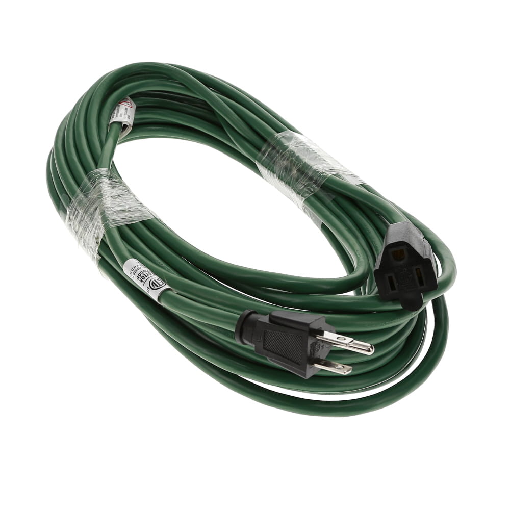 50ft 16/3 SJTW Green Extension Cord, Black Plug