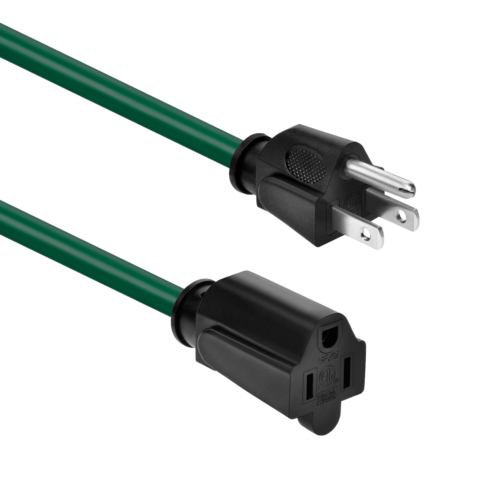 100ft 16/3 SJTW Green Extension Cord, Black Plug