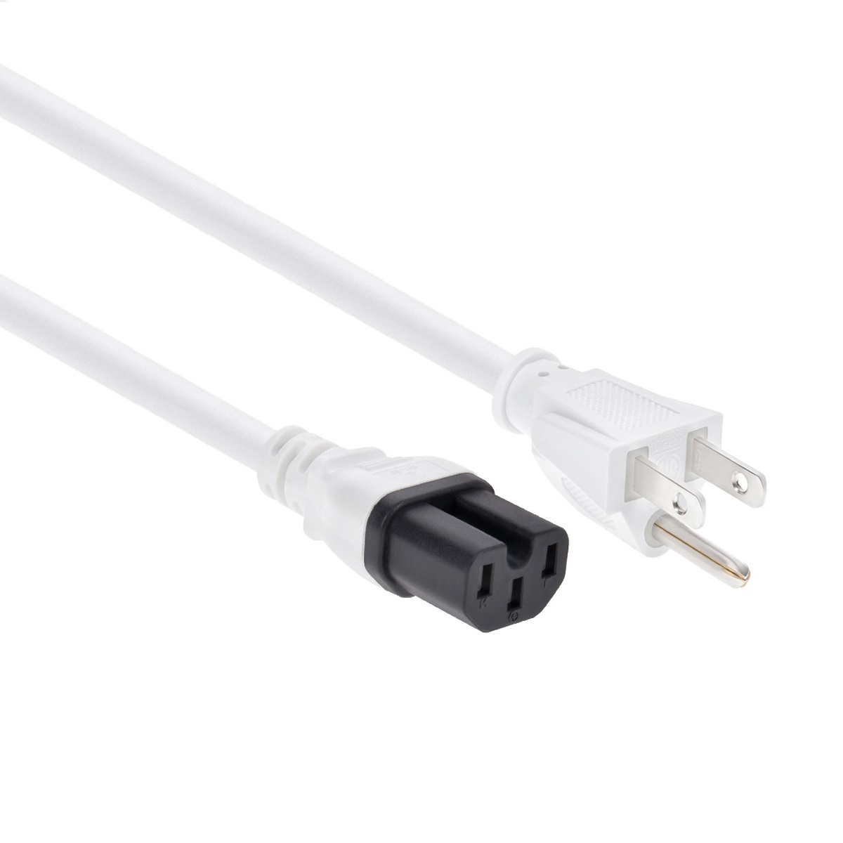 3Ft Power Cord 5-15P to C15 White/ SJT 14/3