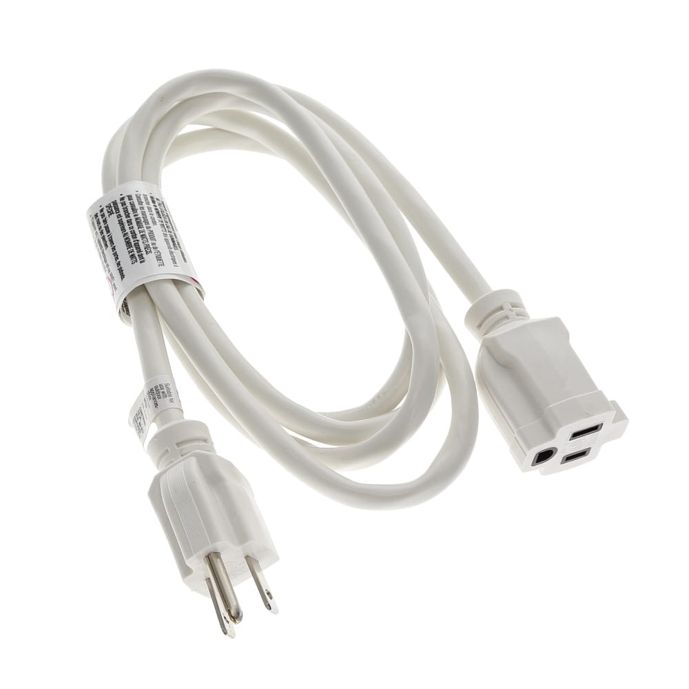 6Ft 16/3 SJTW White Power Extension Cord White Plug