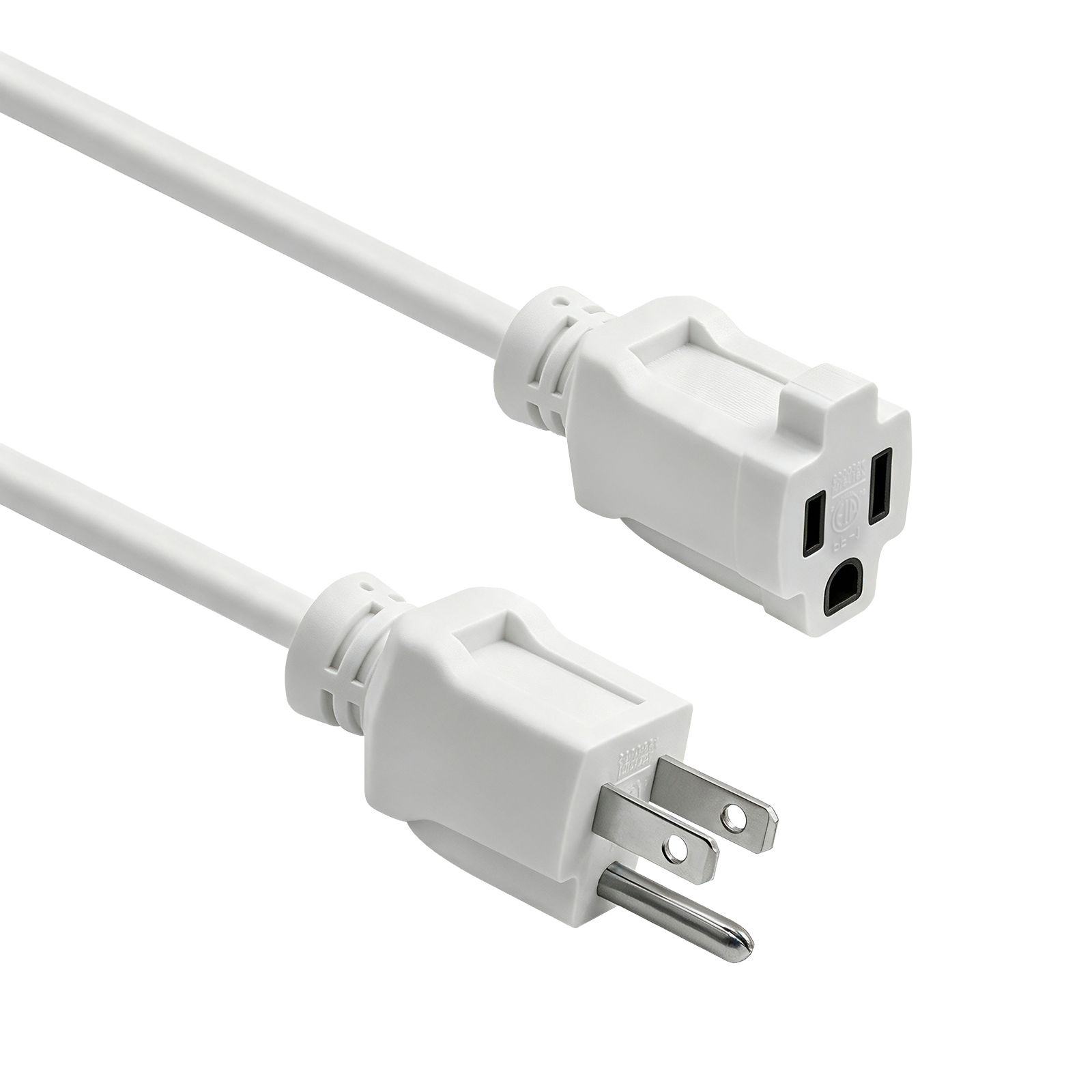12Ft 16/3 SJTW White Power Extension Cord White Plug