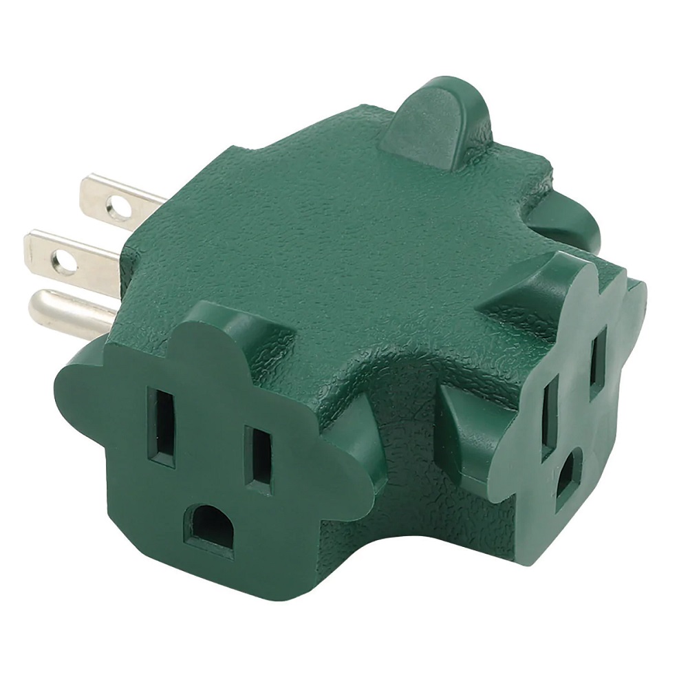 3-Outlet Grounded Power Block Green