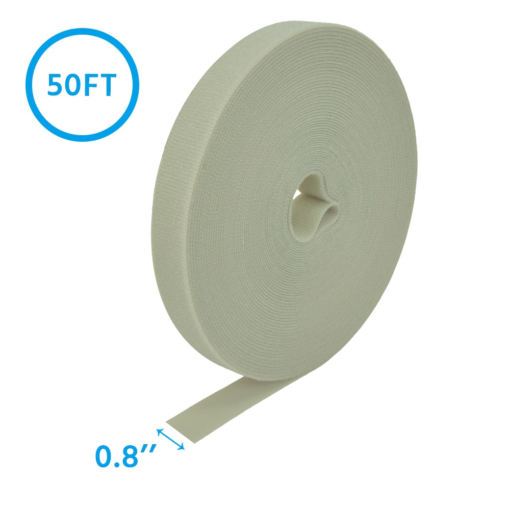 50Ft 0.8" Width Hook and Loop Strap Tape Gray