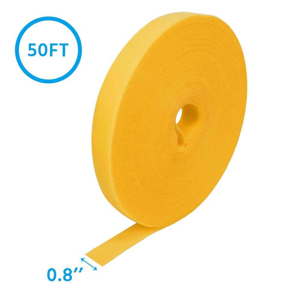 50Ft 0.8" Width Hook and Loop Strap Tape Yellow