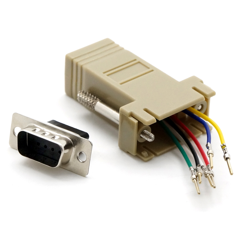 DB9-Male to RJ11/12 (6 wire) Modular Adapter Ivory
